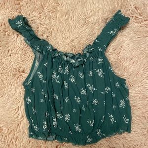 Green off the shoulder crop top